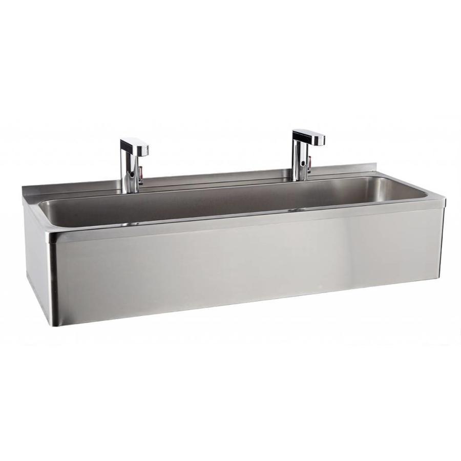 Lavabo double en acier inoxydable | 2 robinets électroniques