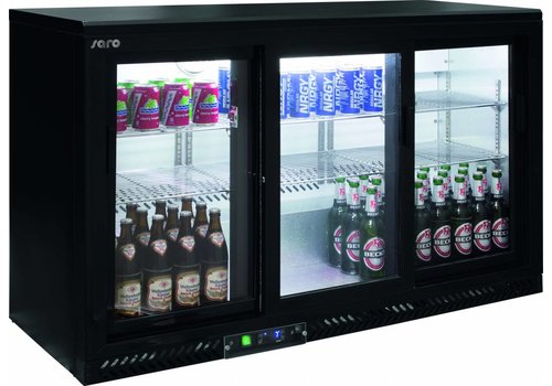  Saro Kühlschrank mit Zwangsbar | 3 Schiebetüren | Schwarz 