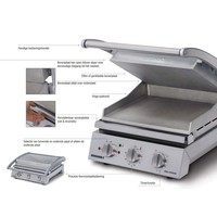Gril de contact simple en acier inoxydable - Plaque supérieure lisse