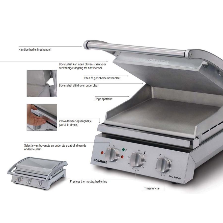 Single Stainless Steel Contact Grill - Ribbed Top Plate