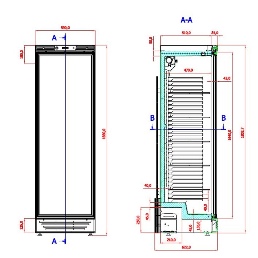 Kühlschrank mit Glastür (rechts angeschlagen)