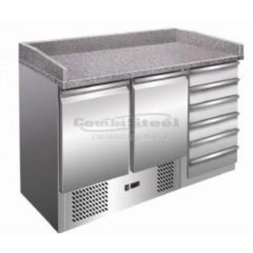  Combisteel Pizzawerkbank 2 Deurs | met 6 Lades 