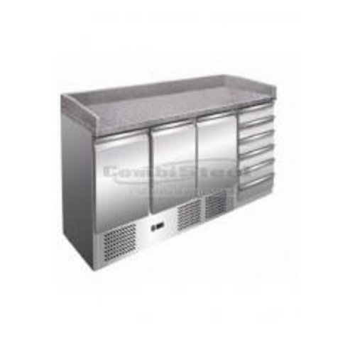  Combisteel Établi à pizza 3 portes | 6 tiroirs 