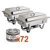 Chafing Dish GN 1/1 met 72 blikjes brandpasta