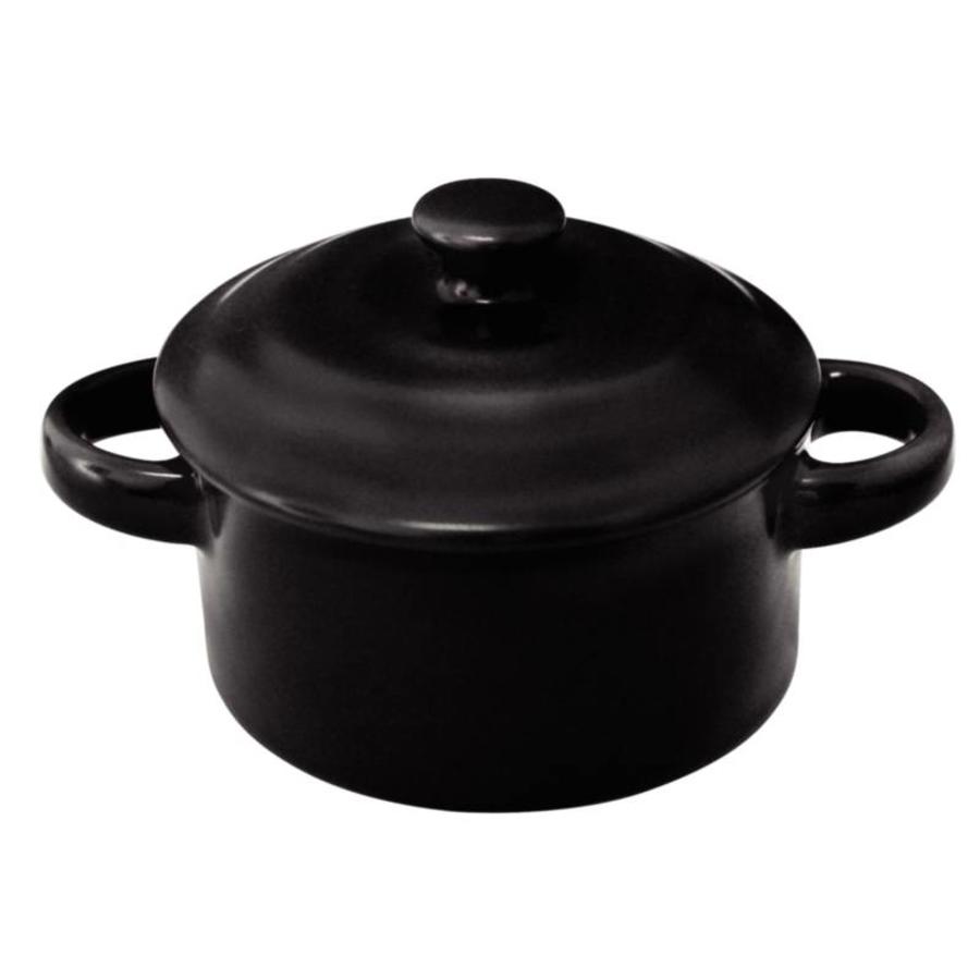 Mini poêle ronde en porcelaine noire (4 pièces)