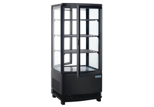  Polar Vitrine à pâtisserie noire avec porte vitrée | 86 litres 