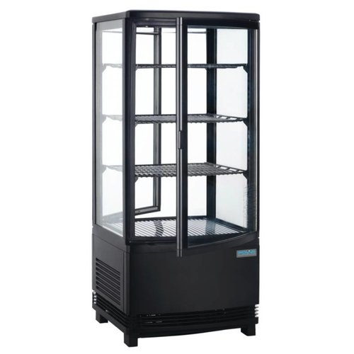  Polar Vitrine à pâtisserie noire avec porte vitrée | 86 litres 