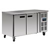 Polar Refrigerated stainless steel workbench 2-door with wheels | 86x136x70cm