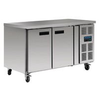 Gekoelde RVS werkbank 2-deurs met wielen | 86 x 136 x 70 cm