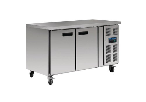  Polar Établi réfrigéré en acier inoxydable 2 portes avec roulettes | 86 x 136 x 70 cm 