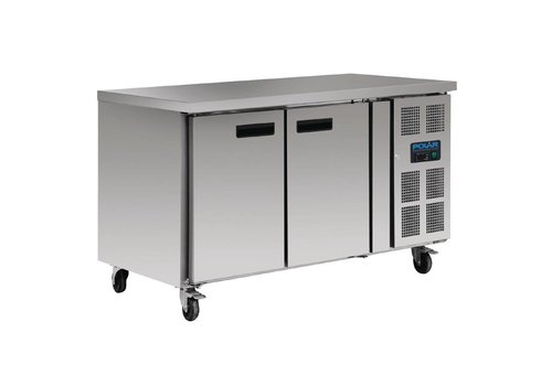  Polar Refrigerated stainless steel workbench 2-door with wheels | 86x136x70cm 