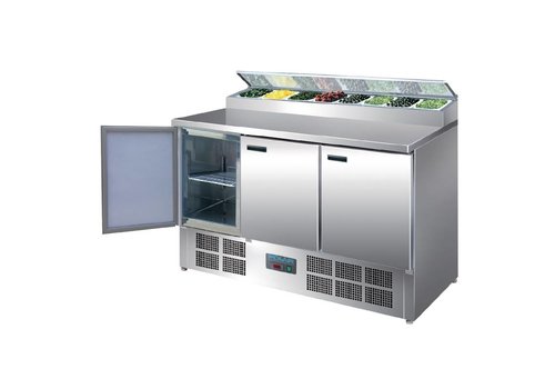  Polar Établi à pizza en acier inoxydable 8 x 1/4 GN | 389 litres 