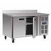 Polar Stainless steel 2-door refrigerated workbench with splash edge | 96x136x70cm
