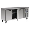 Polar Gekoelde werkbank RVS 3-deurs met wielen | 85 x 170 x 70 cm