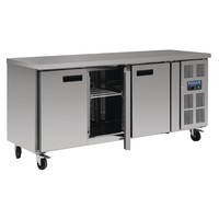 Gekoelde werkbank RVS 3-deurs met wielen | 85 x 170 x 70 cm