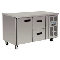 Refrigerated workbench with wheels | 1 door/2 drawers | 228L
