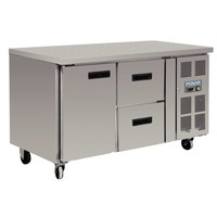 Refrigerated workbench with wheels | 1-door/2 drawers | 228L