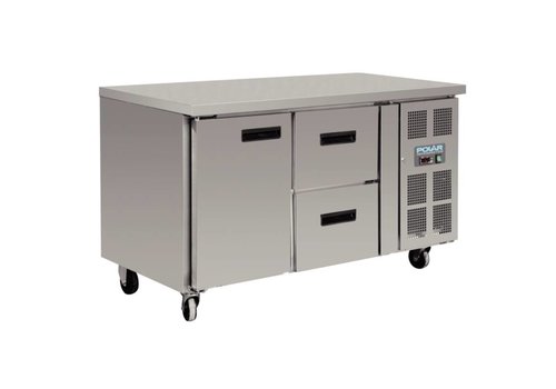  Polar Établi réfrigéré avec roulettes | 1 porte/2 tiroirs | 228L 