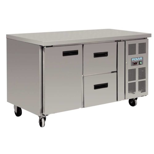  Polar Établi réfrigéré avec roulettes | 1 porte/2 tiroirs | 228L 