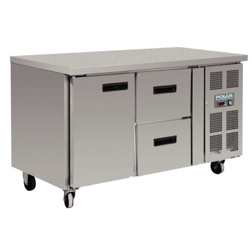  Polar Refrigerated workbench with wheels | 1-door/2 drawers | 228L 