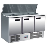 Saladette en acier inoxydable 3 portes 85x137x70 cm | 4 x 1/1 GN