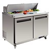 Polar Saladette met werkblad  en wielen | 2 deurs |  405L