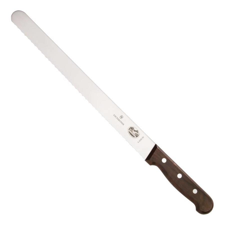 Schinkenmesser mit Wellenschliff aus Rosenholz | 30 cm