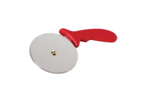  HorecaTraders RVS Pizza Wielsnijder Rood | 10cm Blad 