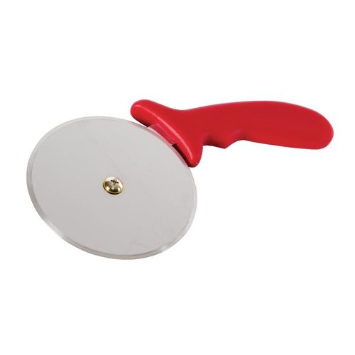  Vogue Stainless Steel Pizza Wheel Cutter Red | 10cm Blade 