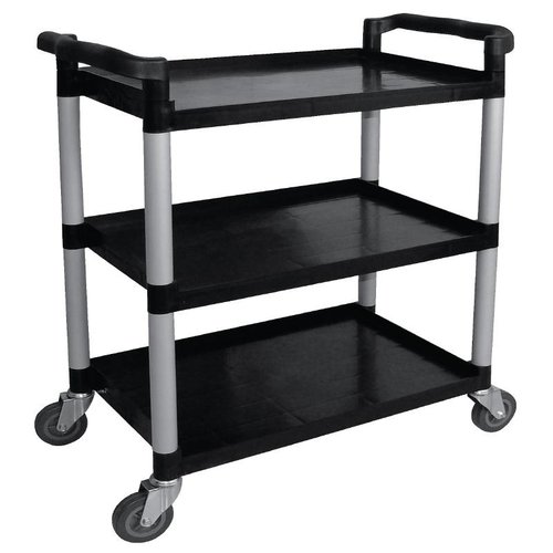  Vogue Black Plastic Serving Trolley | 3 Sheets | 96(h)x52x107 cm 