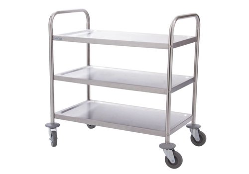  Vogue Catering Stainless Steel Serving Trolley | 3 Sheets | 81(h)x71x40cm 
