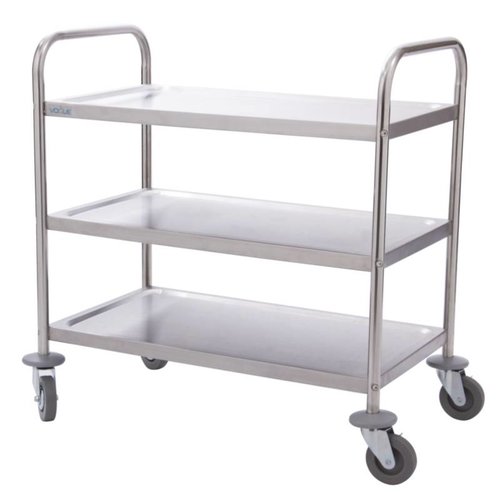  Vogue Catering Stainless Steel Serving Trolley | 3 Sheets | 81(h)x71x40cm 