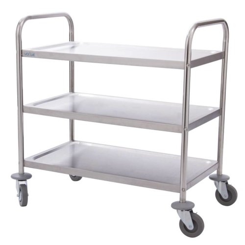  Vogue Hospitality Stainless Steel Serving Trolley | 3 Trays | 81(h)x71x40cm 