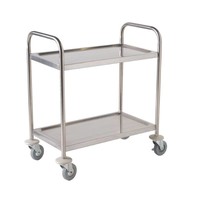 Chariot de service en acier inoxydable | 2 feuilles | 85(h)x81x45cm