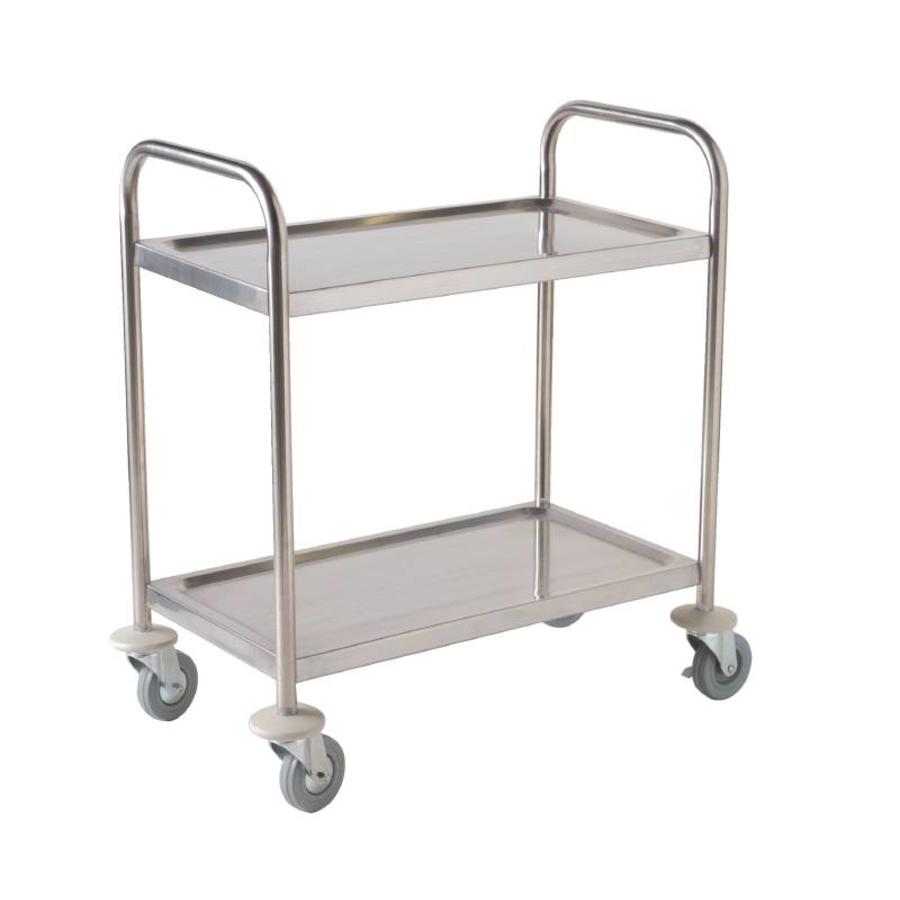 Servierwagen aus Edelstahl | 2 Blätter | 85 (h) x 81 x 45 cm