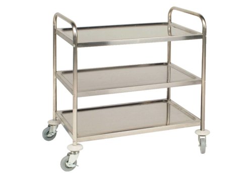  Vogue Professional Stainless Steel Serving Trolley | 3 Sheets | 85(h)x81x45 cm 