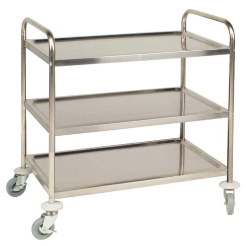  Vogue Professional Stainless Steel Serving Trolley | 3 Sheets | 85(h)x81x45 cm 