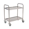 Vogue Stainless Steel Serving Trolley | 2 Trays | 93(h)x86x53 cm