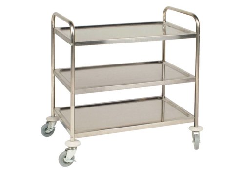  Vogue Catering Stainless Steel Serving Trolley | 3 Sheets | 93(h)x86x53cm 