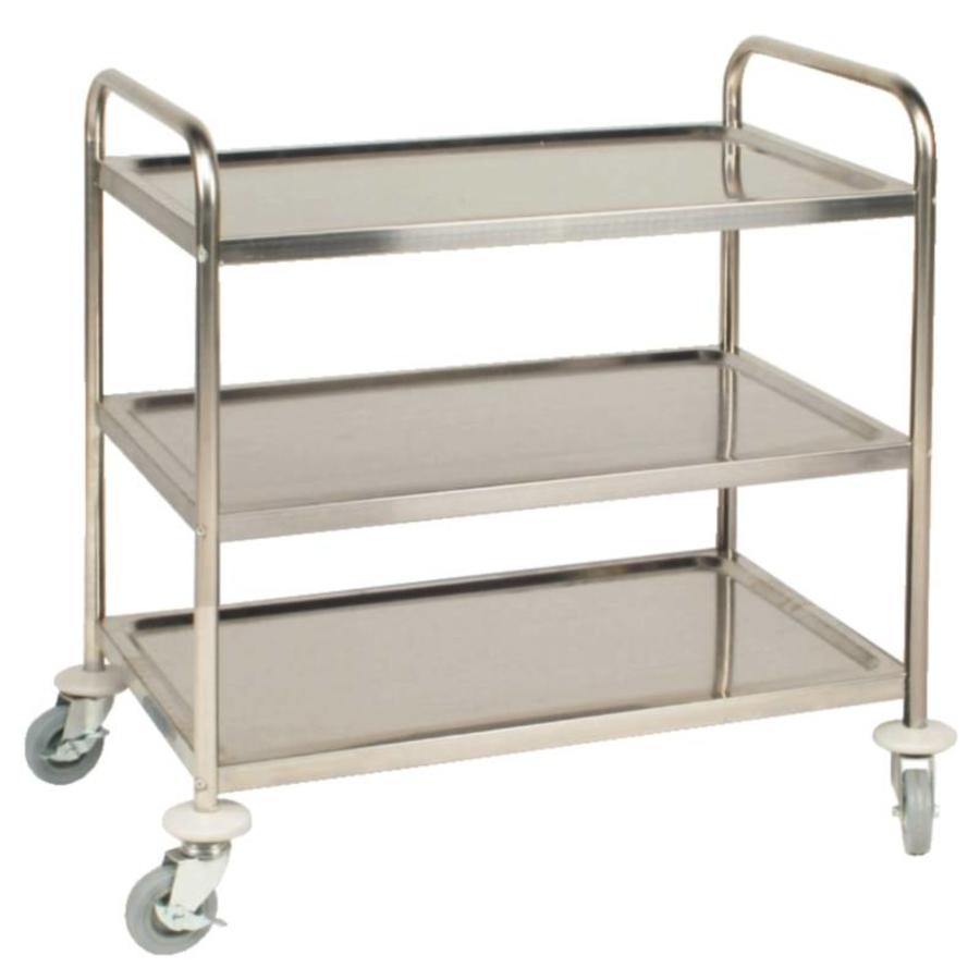 Servierwagen aus Edelstahl für das Gastgewerbe | 3 Blätter | 93(h)x86x53cm