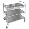 Serving trolley with cutlery tray and 2 stainless steel trays