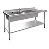 Vogue Spüle Edelstahl | 2 Tabletts links |150x60x90 cm