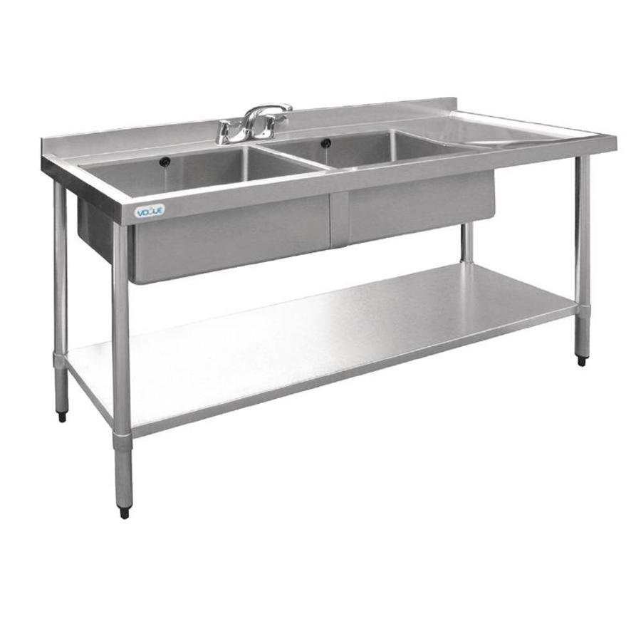 Stainless steel sink | 2 Bins Left | 150x60x90 cm