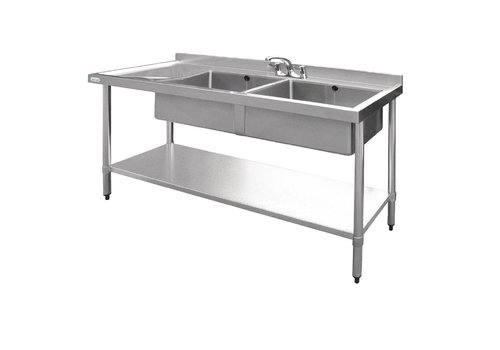  Vogue Évier en acier inoxydable | 2 bacs à droite | 150x60x90 cm 