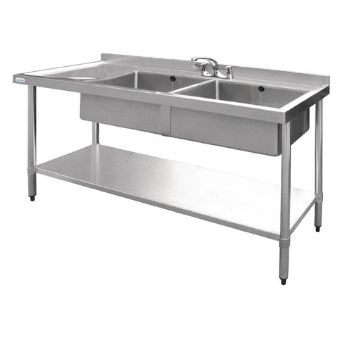  Vogue Évier en acier inoxydable | 2 bacs à droite | 150x60x90 cm 