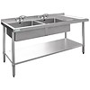 Vogue Évier en acier inoxydable | 2 bacs restants | 180x60x90 cm