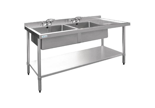  Vogue Évier en acier inoxydable | 2 bacs restants | 180x60x90 cm 