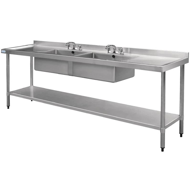 Buy Stainless steel Sink table | sink Double | 240x60x90 cm online