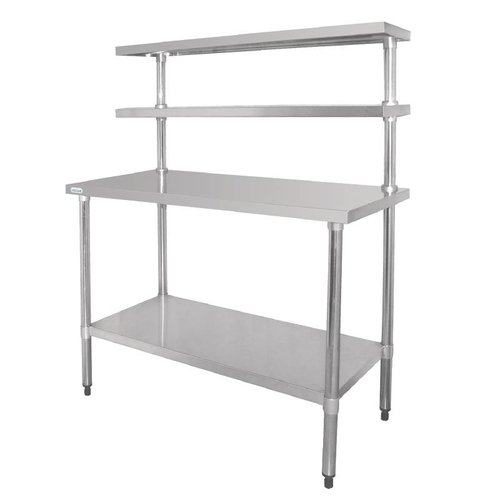  Vogue Stainless steel work table with shelves 180 x 150 x 60 cm 