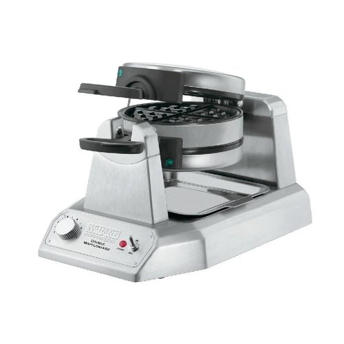  Waring Stainless Steel Double Waffle Iron | Round | 50 waffles / hour 